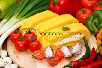 Polenta with cottage cheese