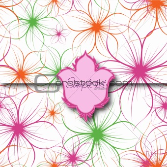 Flower Background with Label. Vector