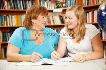 Mother or Teacher with Teen Student