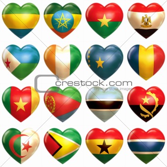 African Hearts set isolated on white