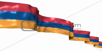 Armenian ribbon flag isolated on white