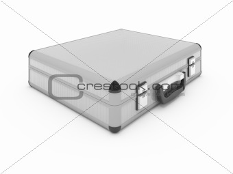 Metallic silver briefcase isolated on white