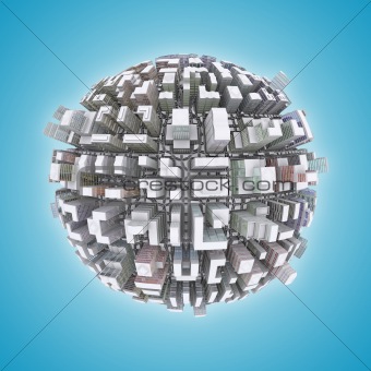 3d City planet urbanization concept