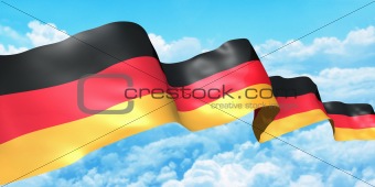 Germany flag ribbon high in the sky. 3d concept illustration