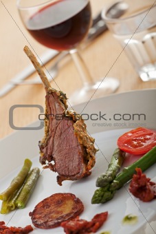closeup of grilled lamb chops