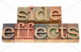 sideeffects word in letterpress type