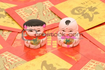 Traditional Chinese boy and girl figurines 