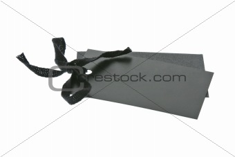 Black tags on white background