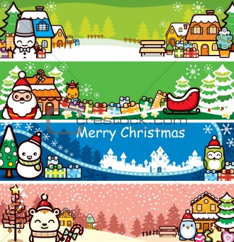 Cartoon Christmas Banner Set