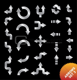 set of silver vector arrow icons