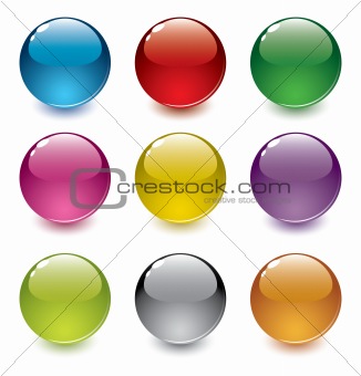 set of shiny realistic vector spheres