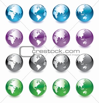 Color vector globes of the world