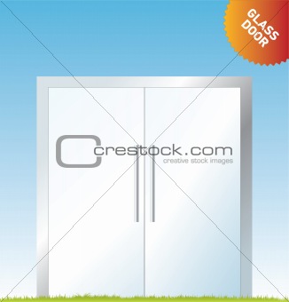 Vector outdoor advertising: a glass door