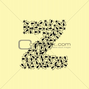 Vector abstract background with  letter Z made from bees.