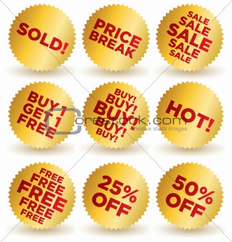 Set of vector round stickers / labels / seals / signs for retail