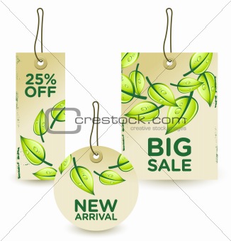 Vector illustration of green sale tags set