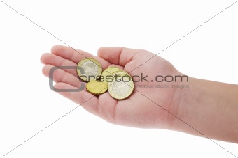 Coins in child's hand