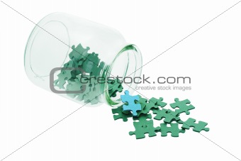 Blue among all green jigsaw puzzles