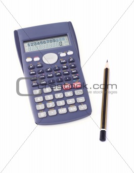 Scientific calculator and pencil 