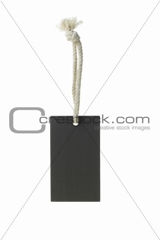 Hanging black blank paper label 