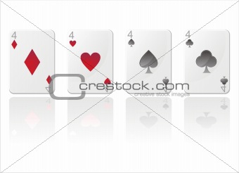 glossy cards with fours