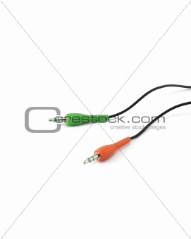 Headphone plugs isolated on a white background