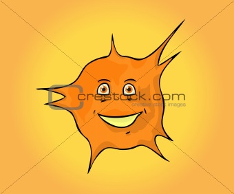 Happy orange sun on a simple background