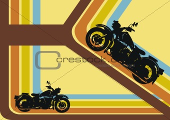 Retro background with motor cycles
