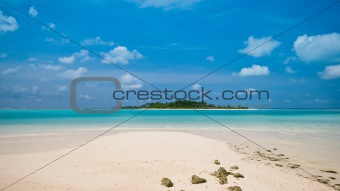 Beautiful Beach with a view to a tropical island