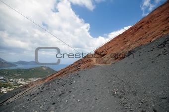 Black and red slope of the Vulcano volcano, Sicily
