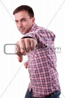 Attractive Man punching
