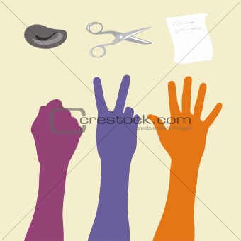 Rock paper scissors hand sign