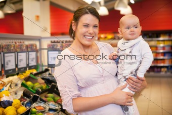 Portrait of Mother and Child in Store