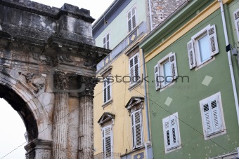 Arch of Sergius ( Roman gate ) in Pula, Croatia