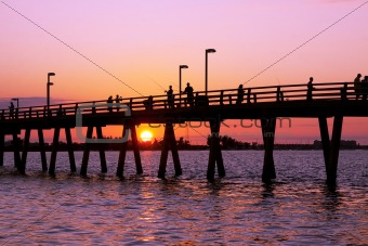 Fishing from the pier in Sarasota,Florida