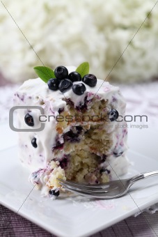 Blueberry cake with sour cream