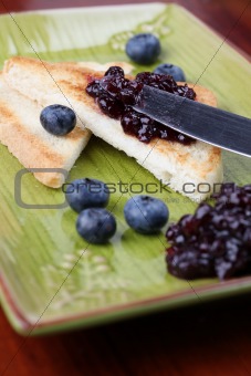 Blueberry jam toast