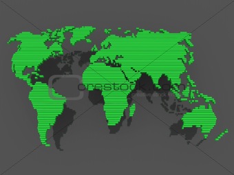 world map black green