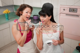 Women Smoking And Drinking Coffee 