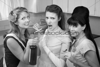 Shocked Woman With Her Friends 