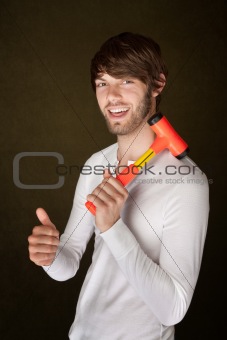 Smiling Man with Mallet