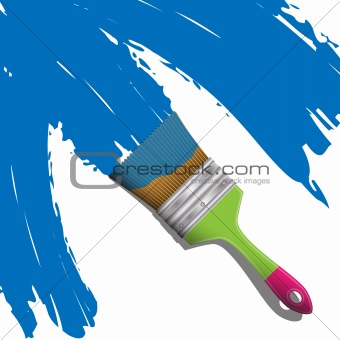 Brush with blue paint