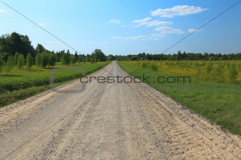 Rural road on sunny day.