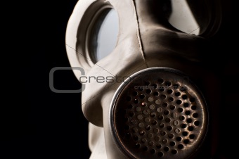 Closeup of a gasmask with copyspace