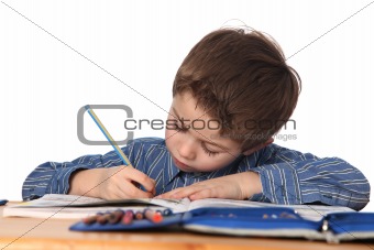 young boy learning