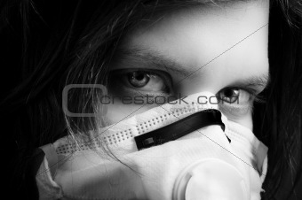 Girl wearing protective mask
