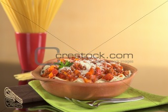 Spaghetti Bolognaise with Grated Cheese