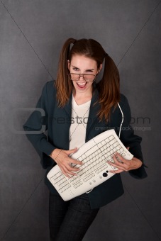 Nerdy Girl with Keyboard