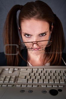 Upset Female Computer Nerd