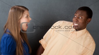 Man Frightened By Angry Woman